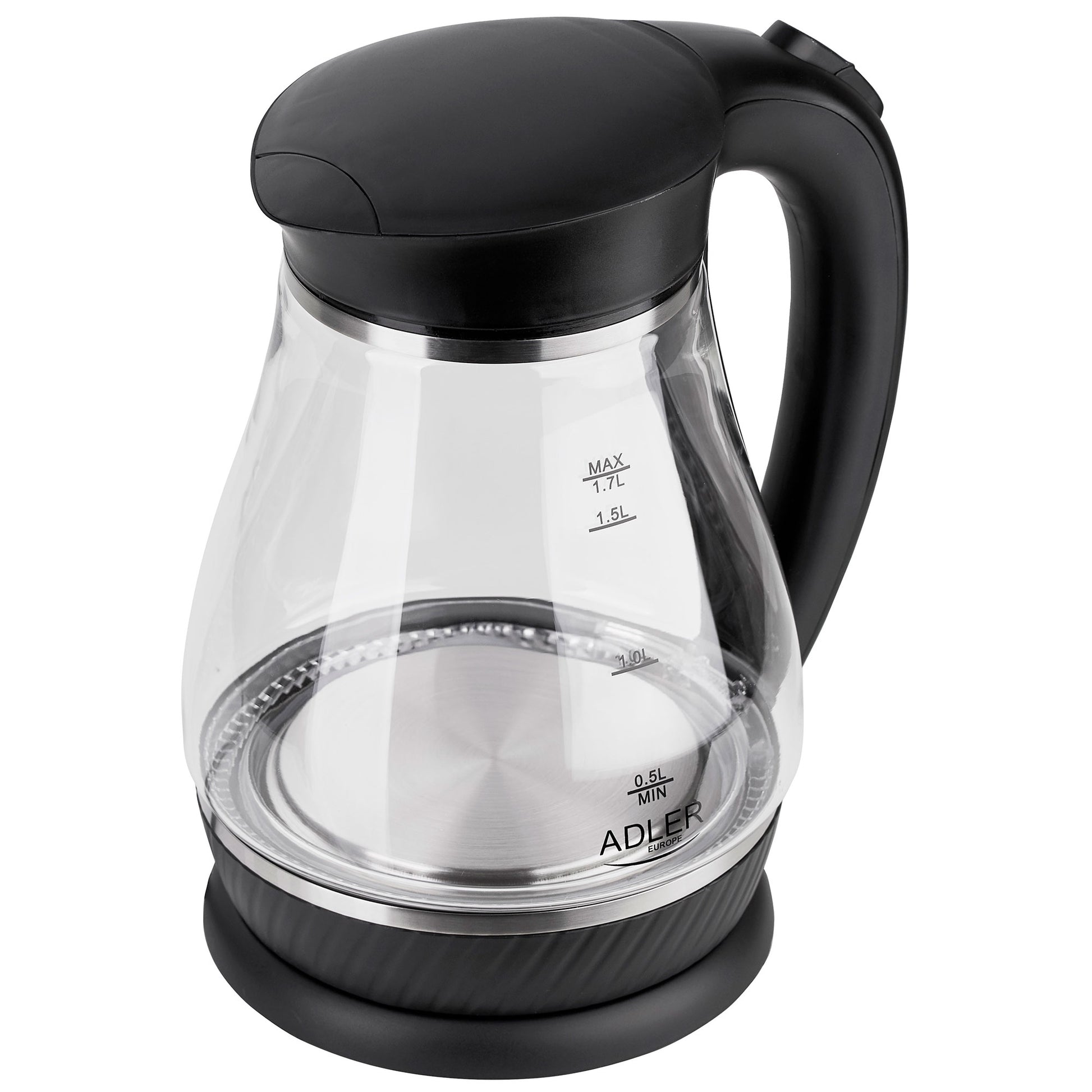 Hervidor Agua Eléctrico 1,7 Litros Jarra Cristal Inalámbrica Retroiluminada, Apagado Automático Adler Ad1274b, 2200w