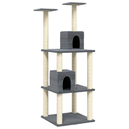 Vidaxl Rascador Para Gatos Con Postes De Sisal Gris Oscuro 141 Cm_0