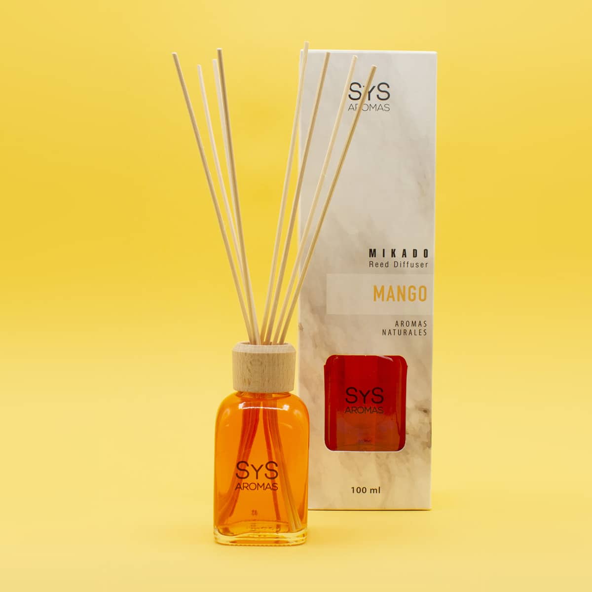 Ambientador Mikado Mango Mármol SYS Aromas 100 ml | Aroma Tropical y Afrutado | Energizante_1