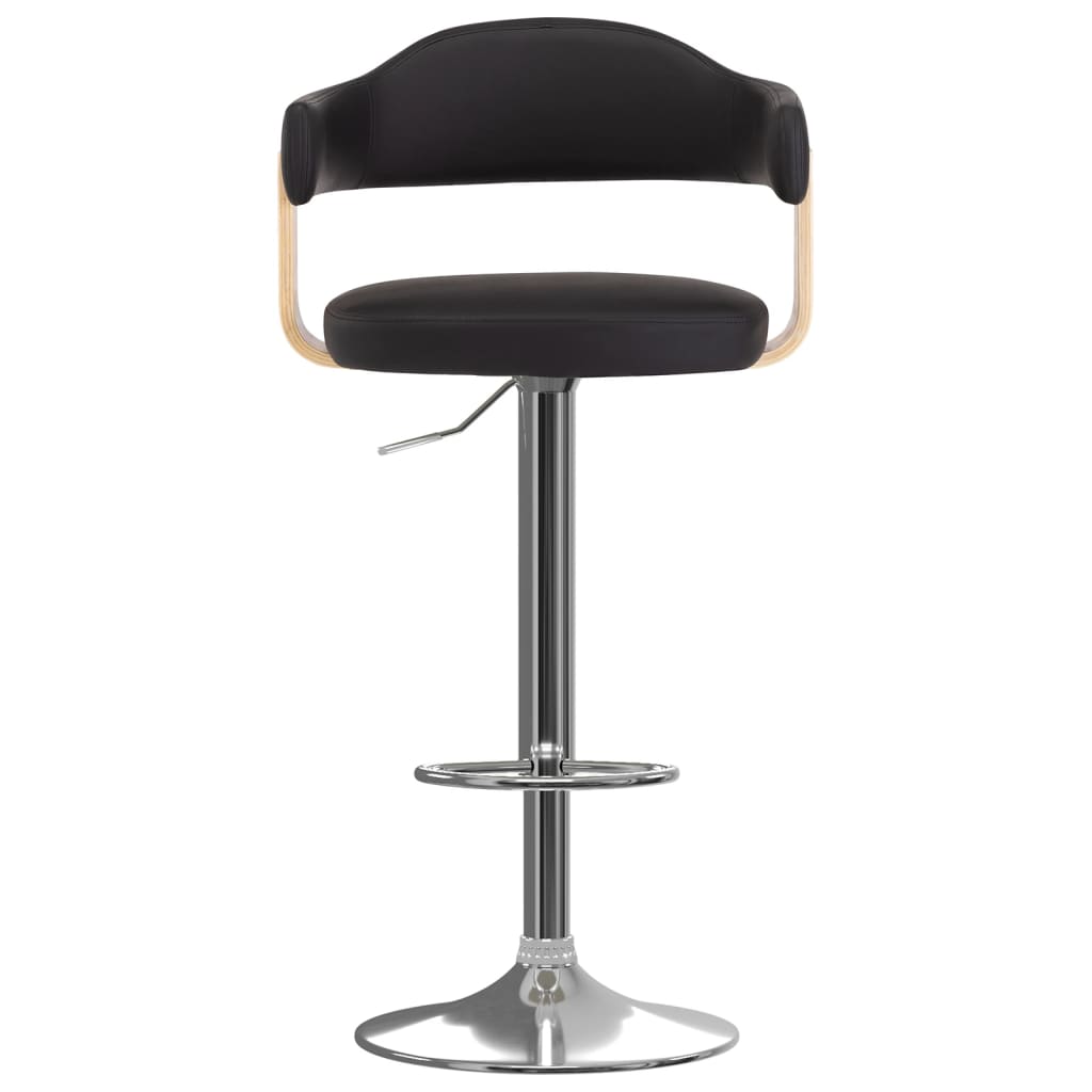 Taburetes De Cocina 2 Uds Cuero Sintético Madera Curvada Negro_1
