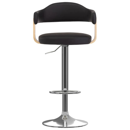 Taburetes De Cocina 2 Uds Cuero Sintético Madera Curvada Negro_1