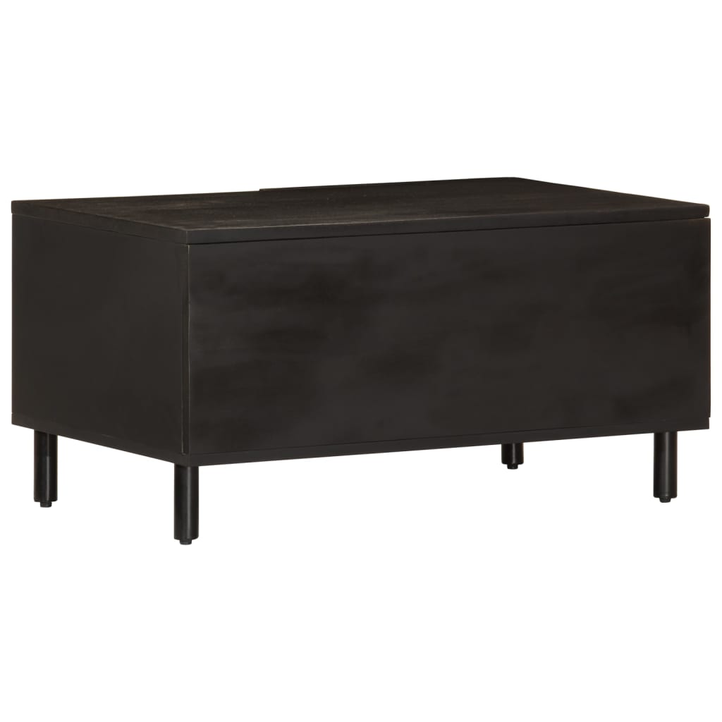 Mesa De Centro Madera Maciza De Mango Negra 80x50x40 Cm_3