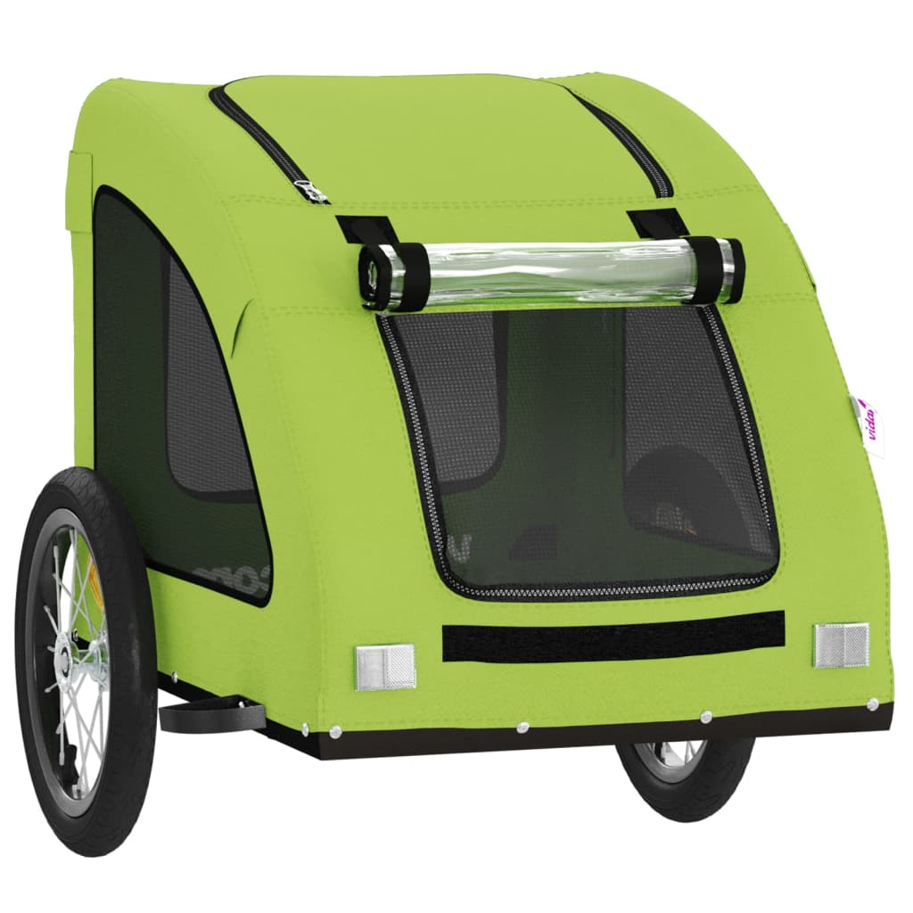 Remolque De Bicicleta Mascotas Hierro Tela Oxford Verde_4