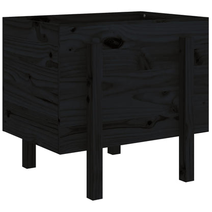 Jardinera De Madera Maciza De Pino Negro 62x50x57 Cm_0