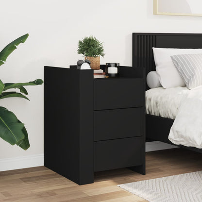 Mesita De Noche Madera De Ingeniería Negro 45x50x65 Cm_1