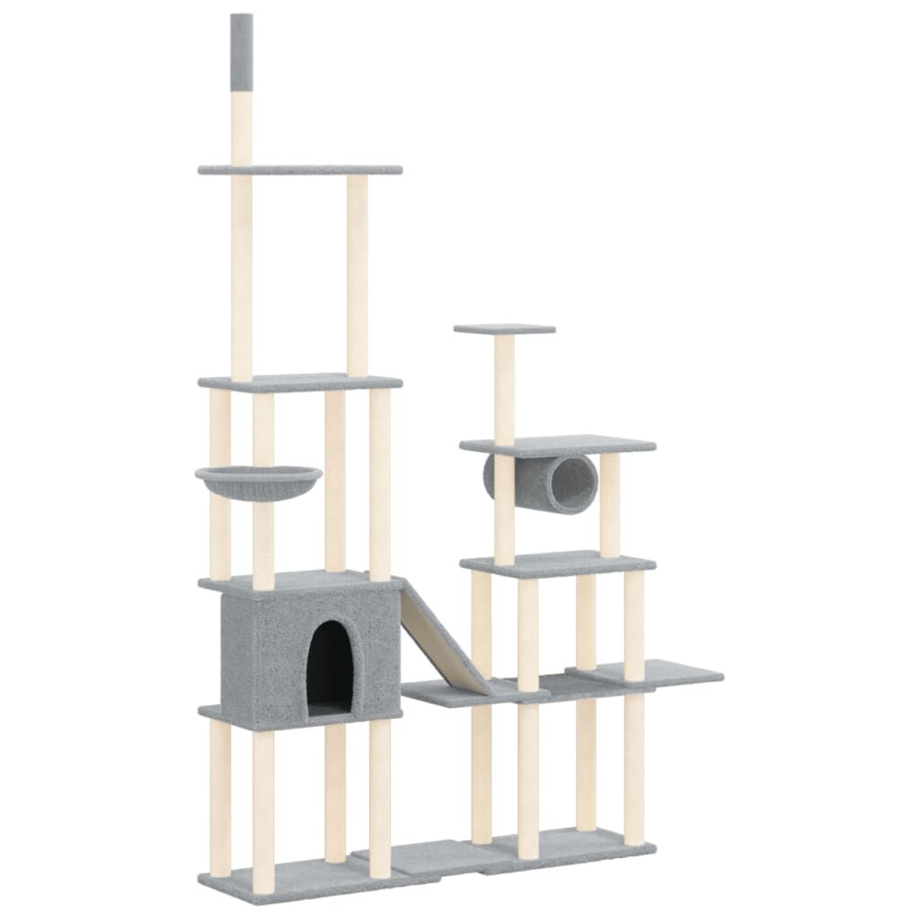 Vidaxl Rascador Para Gatos Con Postes De Sisal Gris Claro 279 Cm_0