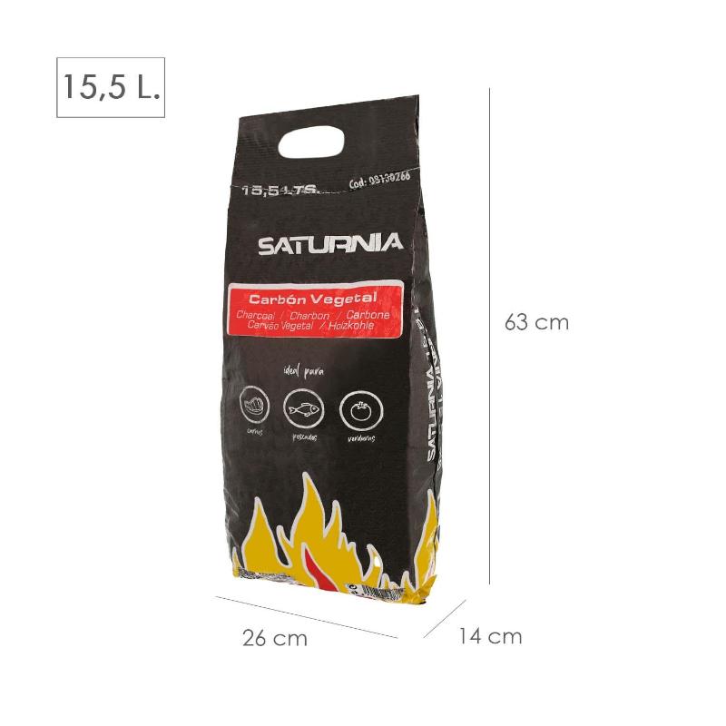 Bolsa Carbon Vegetal Para Barbacoas 15,5 Litros Carbon Duradero Y Trozos De Gran Tamaño,