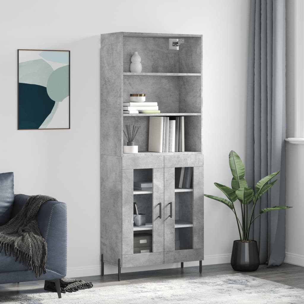 Aparador Alto Madera Contrachapada Gris Hormigón 69,5x34x180 Cm_0