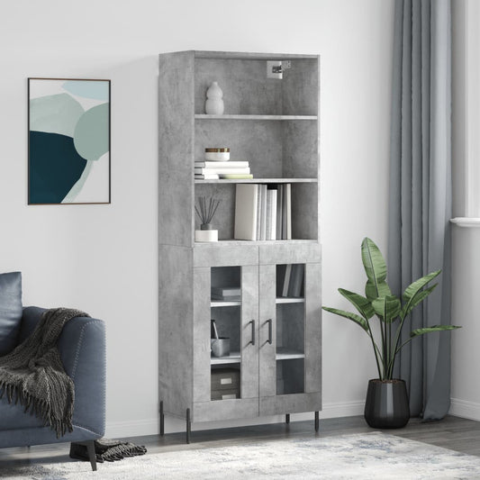 Aparador Alto Madera Contrachapada Gris Hormigón 69,5x34x180 Cm_0