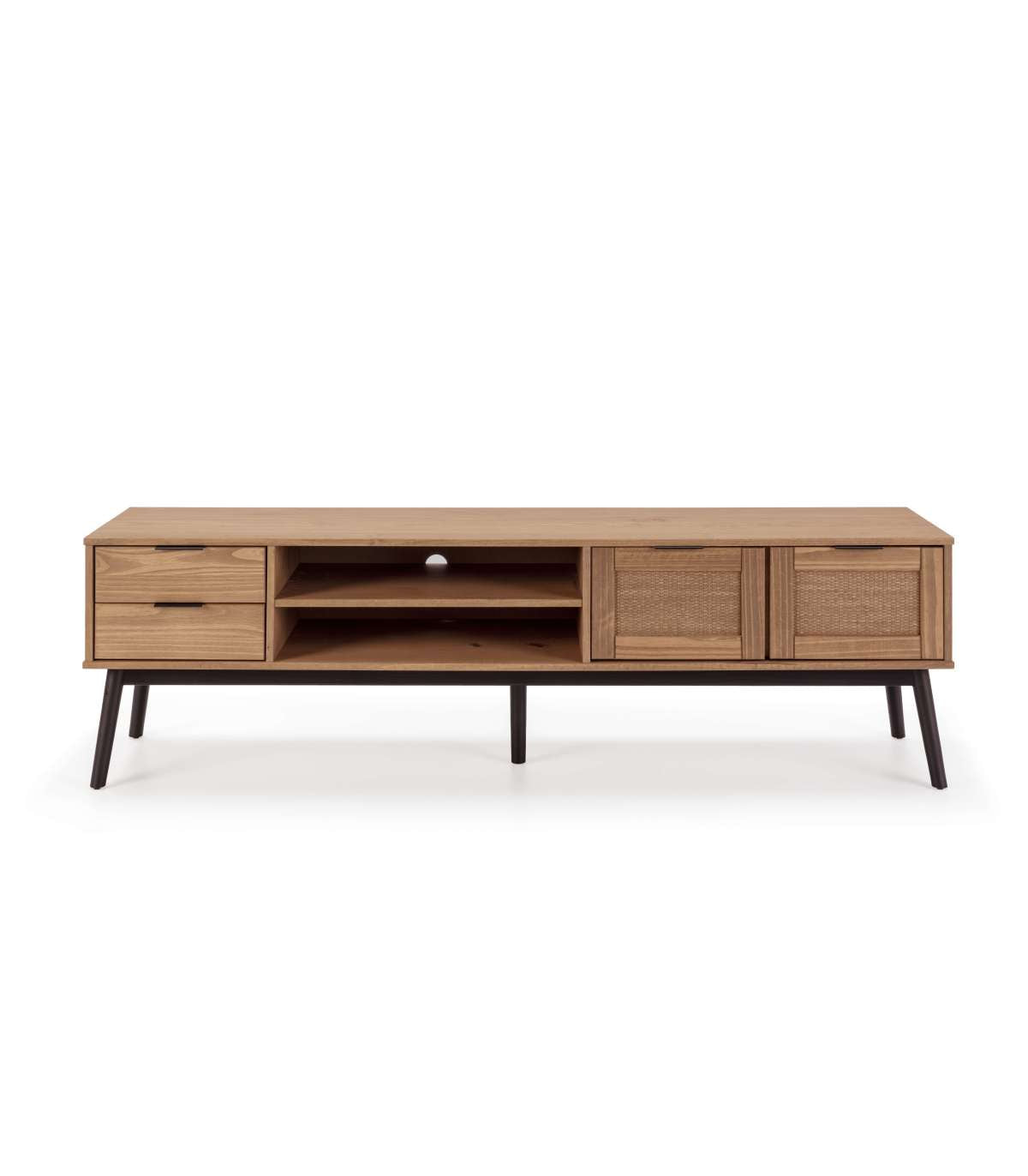 Mueble Tv 2 Puertas 2 Cajones Natalia Acabado Madera De Pino Largo: 180cm Ancho: 40cm Alto: 52cm_4