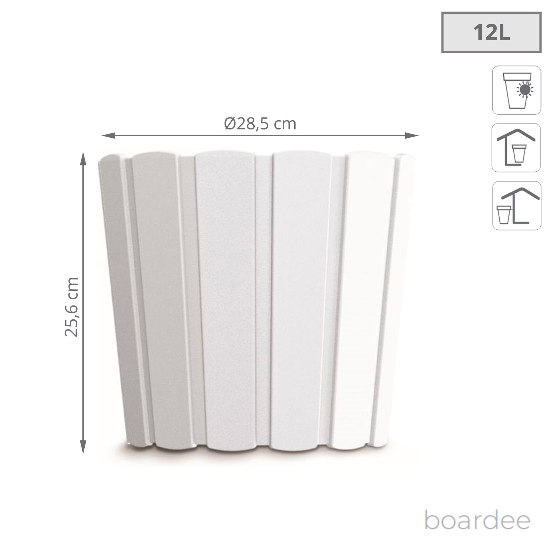 Maceta Boardee Basic 12l., Dimensiones (mm) 285x285x256, Color Blanco_2