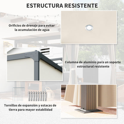 Outsunny Pérgola De Aluminio 4,2x3 M Con Techo Corredizo 4 Paredes Laterales_5