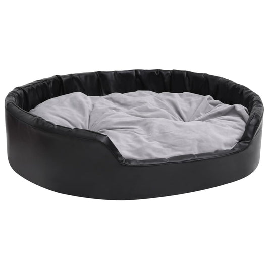Vidaxl Cama Para Perros Felpa Y Cuero Sintético Negro Gris 99x89x21 Cm_0