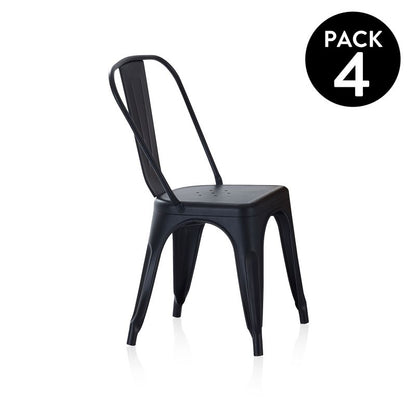 Pack 4 Sillas De Comedor Tolix Apilables, Chapa, Negro, 45 X 85 X 45_0