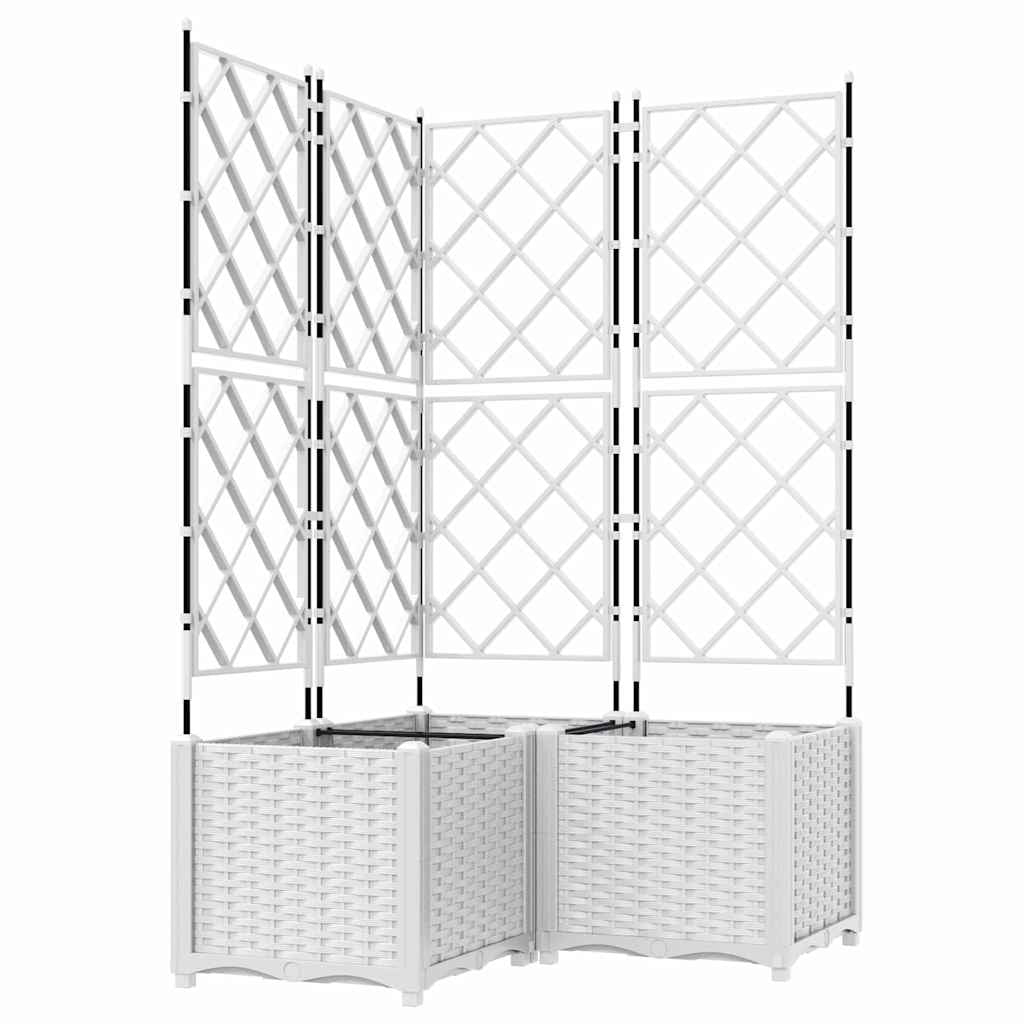 Vidaxl Maceta De Jardín Con Enrejado 3 Pcs Blanco 80 X 80 X 143 Cm Pp_0