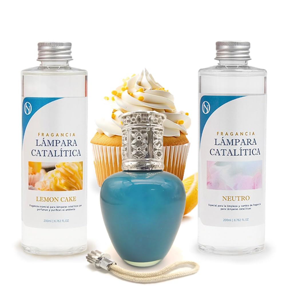 Pack Ahorro Lámpara Catalítica Aqua Marina + Fragancia Lemon Cake 200ml + Limpiador Neutro 200ml+ Mecha De Repuesto_0