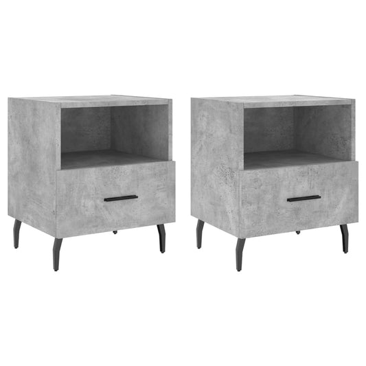 Mesita Noche 2 Uds Madera Ingeniería Gris Hormigón 40x35x47,5cm_0
