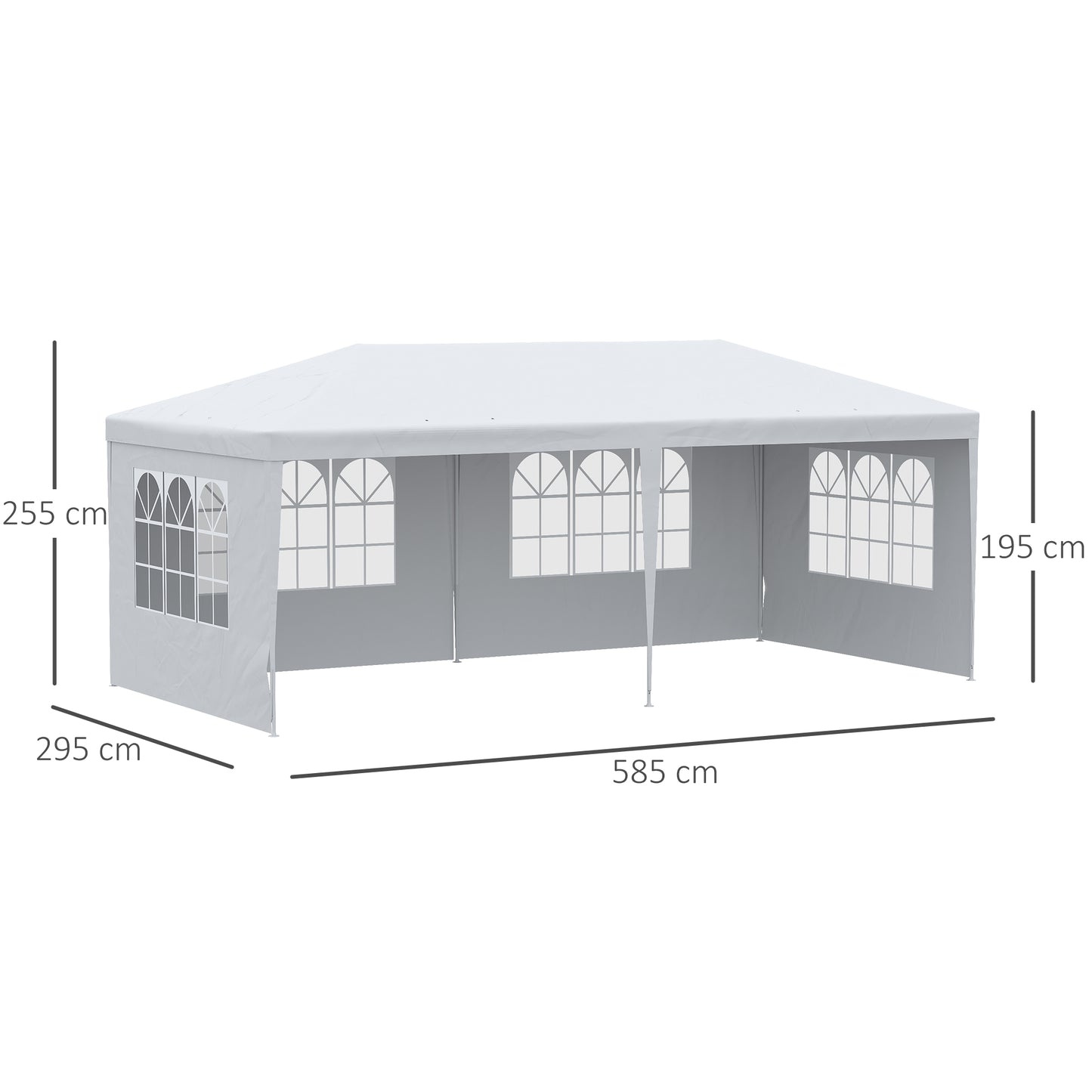 Outsunny Carpa De Jardín Con Laterales Desmontables 6x3 M 4 Ventanas Blanco_2