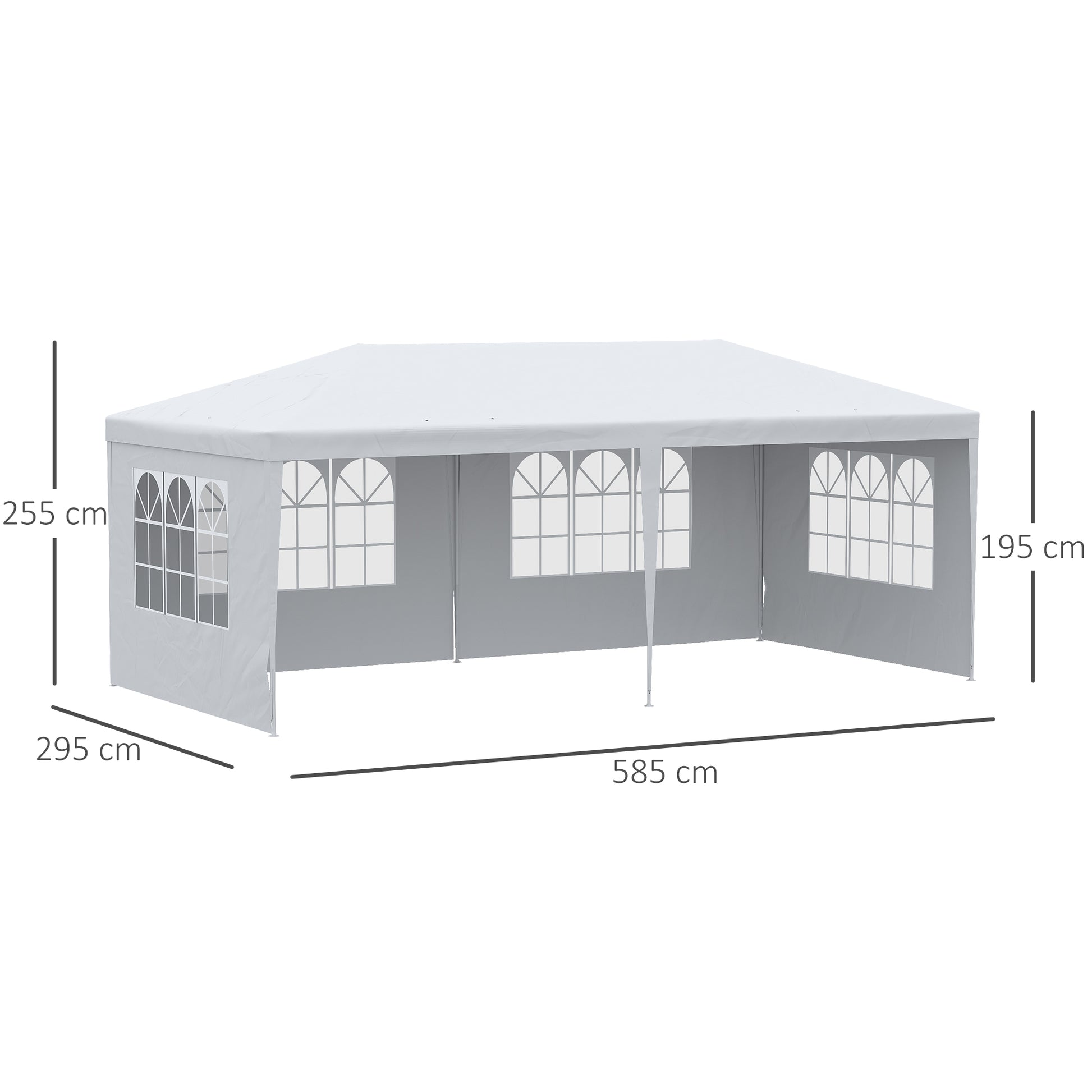 Outsunny Carpa De Jardín Con Laterales Desmontables 6x3 M 4 Ventanas Blanco_2