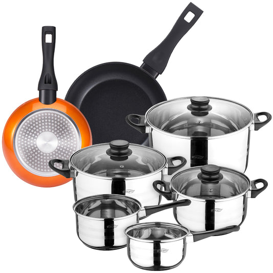 Bateria De Cocina 8 Piezas San Ignacio En Acero Inoxidable Con Juego De Sartenes (20 Y 24 Cm) En Aluminio Forjado_0