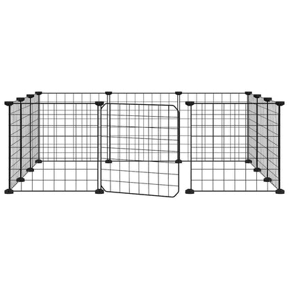 Vidaxl Jaula Para Mascotas De 12 Paneles Con Puerta De Acero, Color Negro, 35 X 35 Cm_0