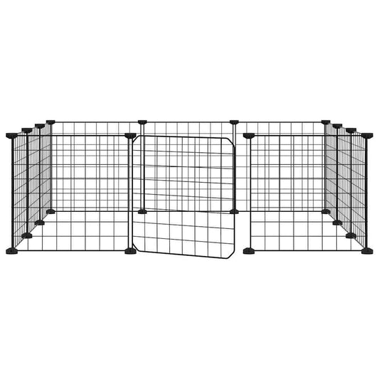 Vidaxl Jaula Para Mascotas De 12 Paneles Con Puerta De Acero, Color Negro, 35 X 35 Cm_0