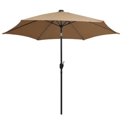 Vidaxl Sombrilla De Jardín Con Luces Led Palo De Aluminio Taupe 300 Cm_1