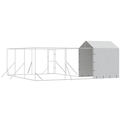 Perrera De Exterior Con Techo Acero Galvanizado Plata 6x6x2,5 M_5