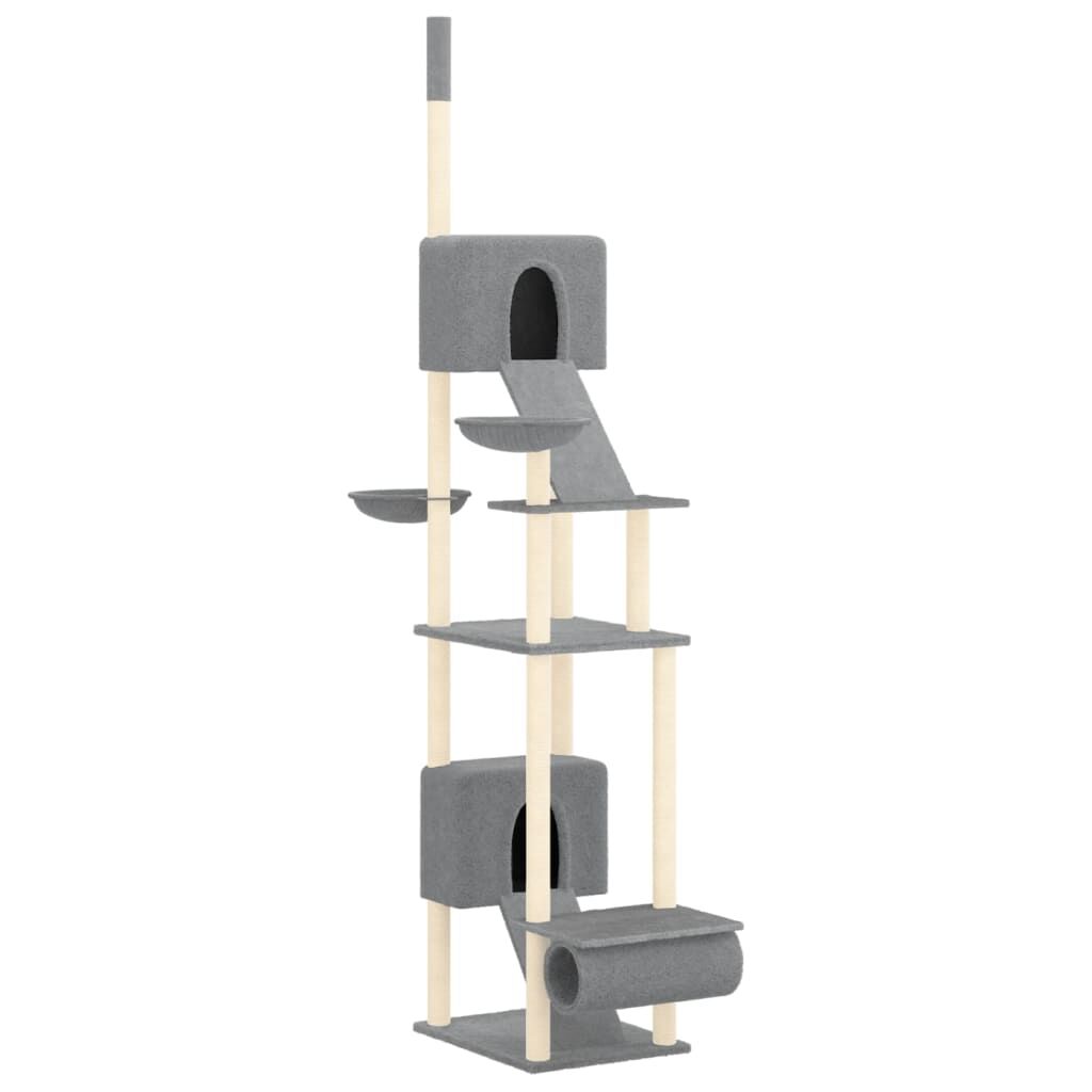 Vidaxl Árbol Rascador Para Gatos Suelo A Techo Gris Claro 277-303 Cm_0