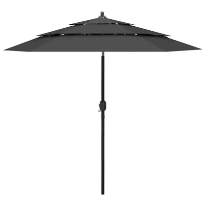Vidaxl Sombrilla Jardín 3 Niveles Con Palo De Aluminio Antracita 2,5 M_0