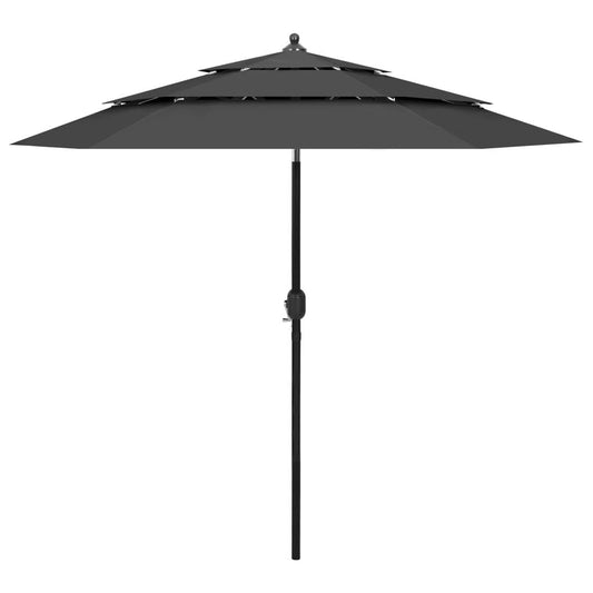 Vidaxl Sombrilla Jardín 3 Niveles Con Palo De Aluminio Antracita 2,5 M_0