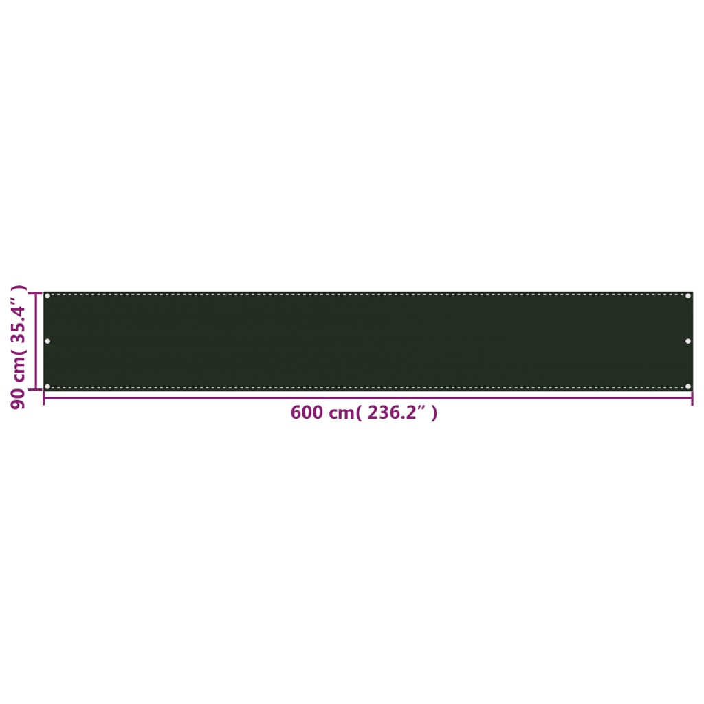 Vidaxl Toldo Para Balcón Hdpe Verde Oscuro 90x600 Cm_2
