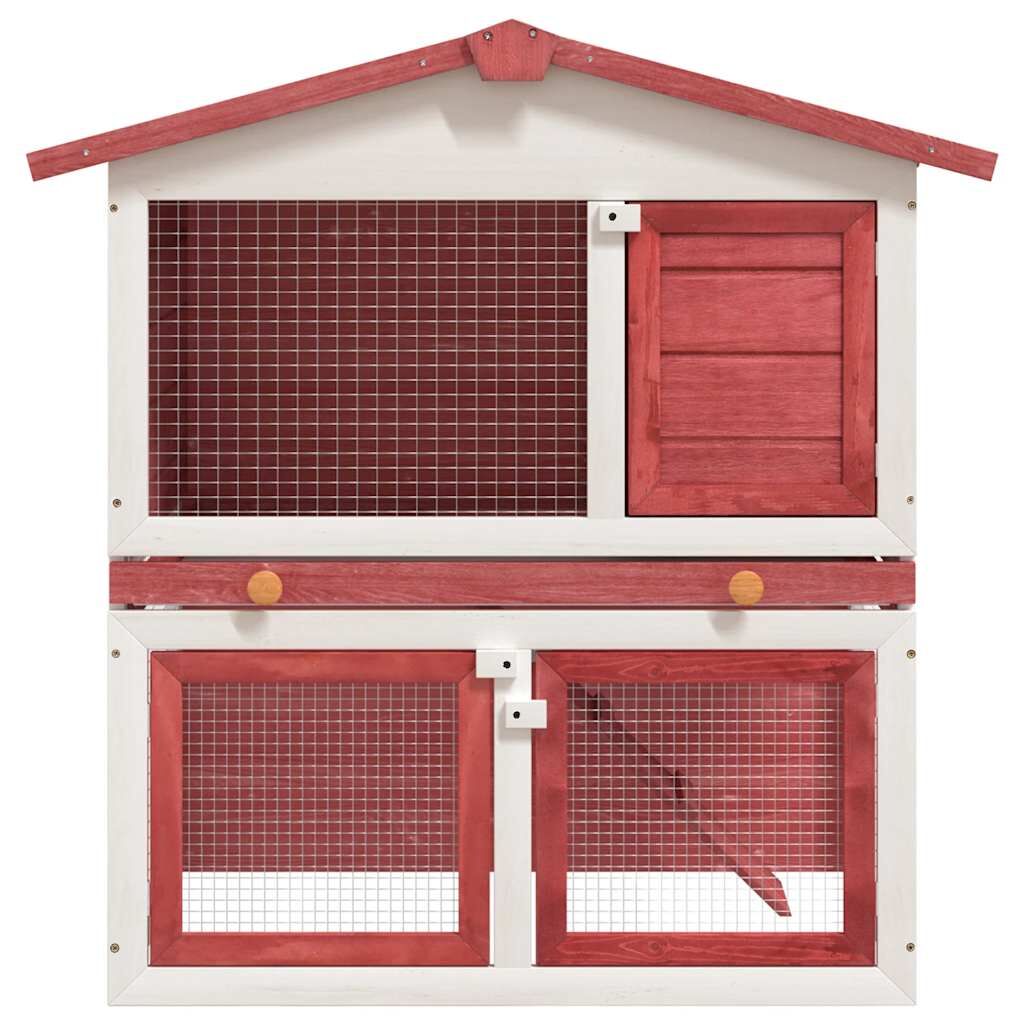 Vidaxl Jaula Conejera Con 3 Puertas Madera Rojo_1