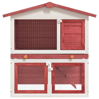 Vidaxl Jaula Conejera Con 3 Puertas Madera Rojo_1