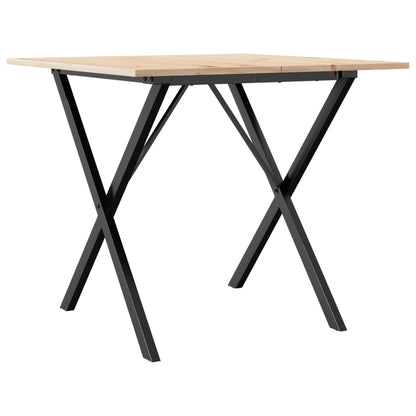 Mesa De Comedor Marco X Madera Maciza Pino Y Acero 90x90x75 Cm_4