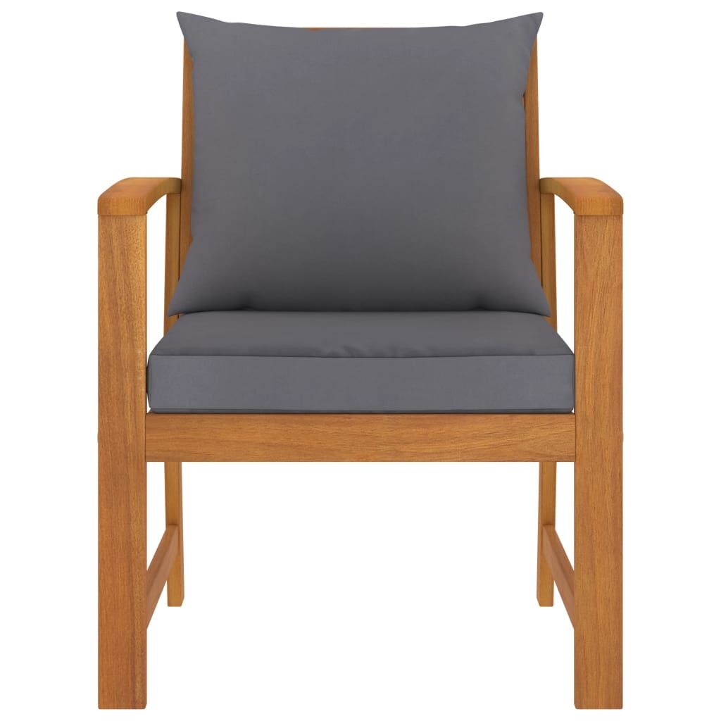 Vidaxl Sillas De Jardín Cojines Gris Oscuro 2 Uds Madera Maciza Acacia_1
