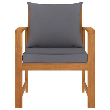 Vidaxl Sillas De Jardín Cojines Gris Oscuro 2 Uds Madera Maciza Acacia_1