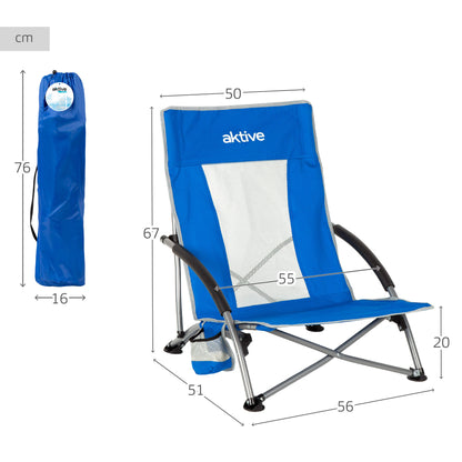 Aktive Pack 4 Sillas Plegables Playa 50x51x67 Cm Azul Con Bolsillo_3