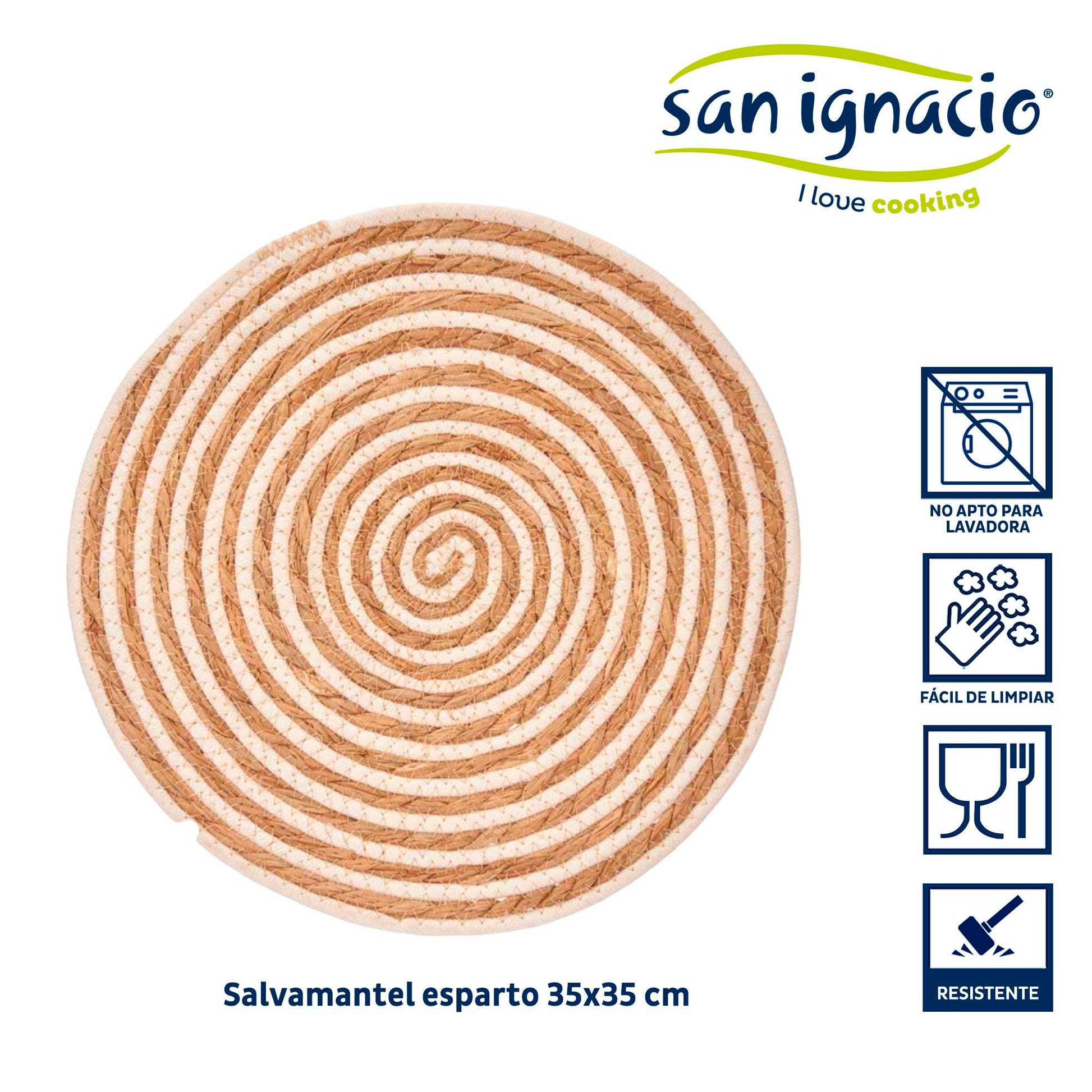 Salvamantel Esparto Centro Tela Blanco 3 Colección Kinvara