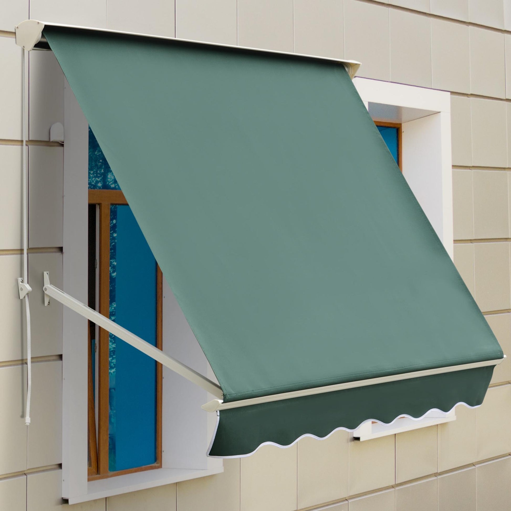 Outsunny Toldo Manual De Aluminio Ventana Exterior Ángulo Ajustable Impermeable_1