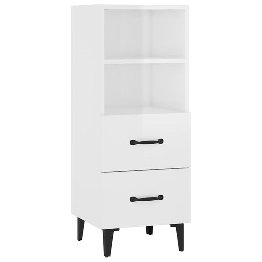 Aparador De Madera Contrachapada Blanco Brillante 34,5x34x90 Cm / Vetonek_0