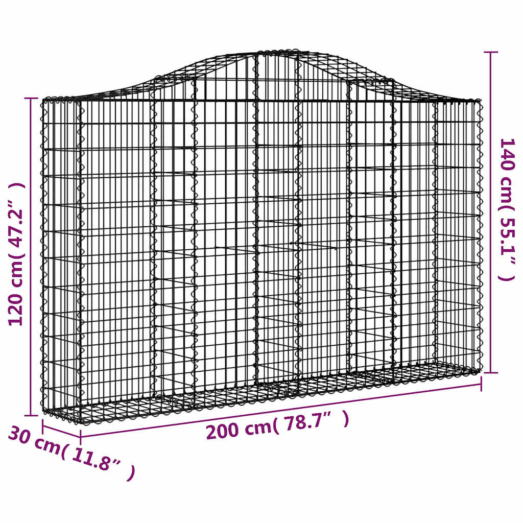 Cestas De Gaviones 3 Uds Forma De Arco Hierro 200x30x120/140 Cm_5