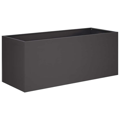 Macetero De Jardín Negro 80 X 40 X 40 Cm Acero Laminado En Frío_0