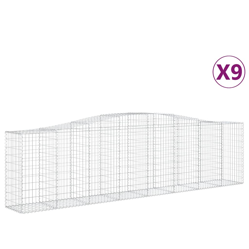 Cestas De Gaviones 9 Uds Forma De Arco Hierro 400x50x100/120 Cm_0