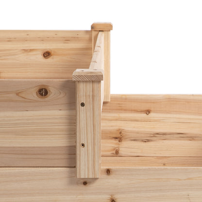 Outsunny Jardinera Exterior Grande De Madera De 3 Niveles 120x120x56 Cm Natural_4