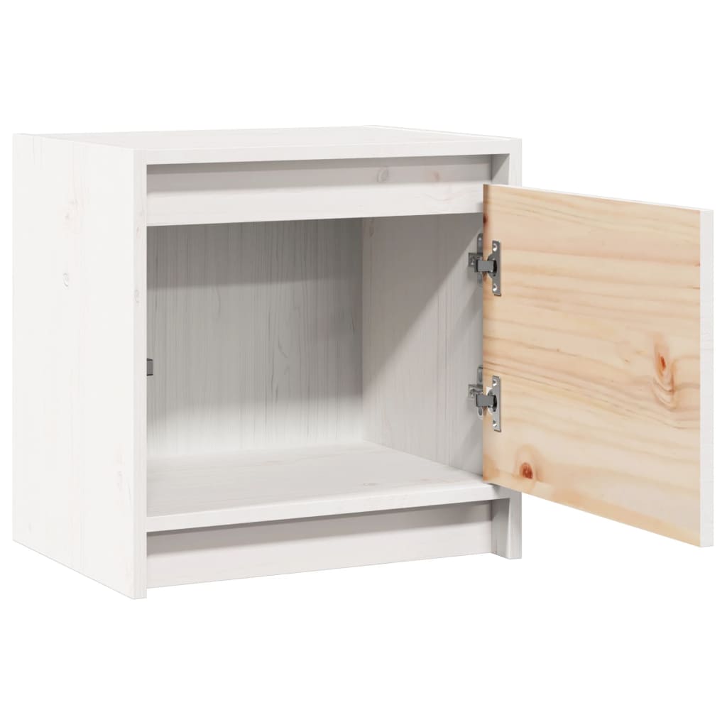 Mesitas De Noche 2 Uds Madera Maciza Pino Blanco 40x30,5x40 Cm_2