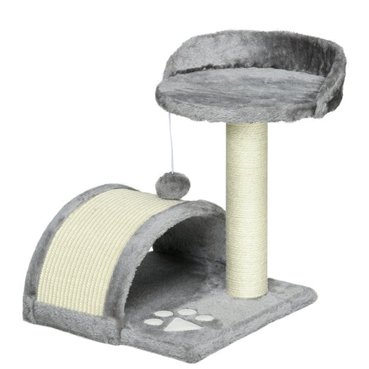 Pawhut Árbol Rascador Para Gatos 2 Niveles Con Poste Tablero Para Rascar Gris_0