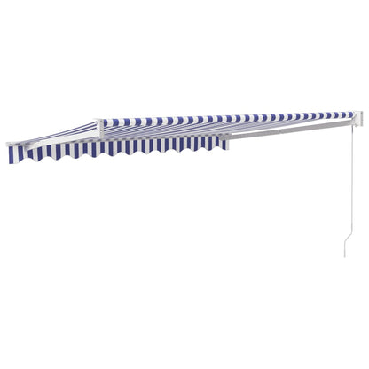 Toldo Retráctil Aluminio Y Tela Azul Y Blanco 3,5x2,5 M_4