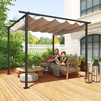 Outsunny Pérgola De Metal 3x3m Gazebo Cenador Para Jardín Patio Con Techo_1