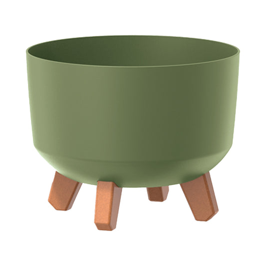 Macetero Color Verde Tierra,sin Depósito , Colección Gracia De 23,8cm X 23,8cm X 18,7cm Cm, Capacidad De 5,1 L._0